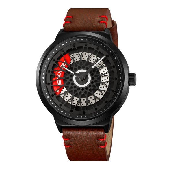 Men's Fashion Waterproof Watch With Alloy Case Stainless Steel Band And Round Cut Out Rotatable Dial