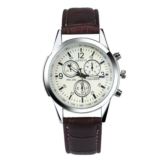 Men's Fashion Wrist Watch With Alloy Case And Strap Ordinary Glass Mirror Round Dial