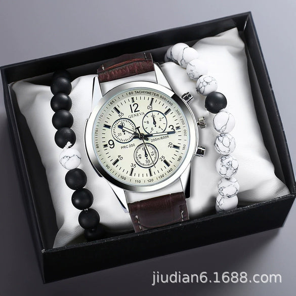 Men's Fashion Wrist Watch With Alloy Case And Strap Ordinary Glass Mirror Round Dial