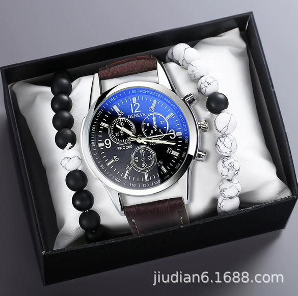 Men's Fashion Wrist Watch With Alloy Case And Strap Ordinary Glass Mirror Round Dial