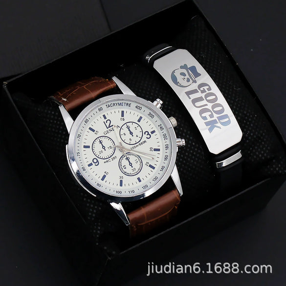Men's Fashion Wrist Watch With Alloy Case And Strap Ordinary Glass Mirror Round Dial