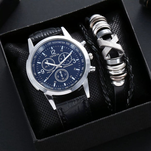 Men's Fashion Wrist Watch With Alloy Case And Strap Ordinary Glass Mirror Round Dial