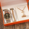Men's Fashionable Alloy Case Titanium Alloy Strap Rectangular Dial Watch And Ring Set