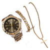 Men's Fashionable Alloy Case Titanium Alloy Strap Rectangular Dial Watch And Ring Set