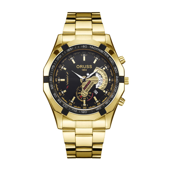 Men's Fashionable Round Dial Alloy Belt Waterproof Luminous Watch