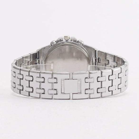 Men's Fashionable Steel Band Diamond Watch With Roman Numeral And Round Dial