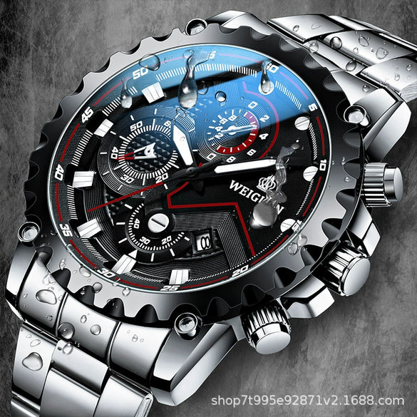 Men's Fully Automatic Mechanical Watch Stainless Steel Strap Round Dial Waterproof Luminous Calendar