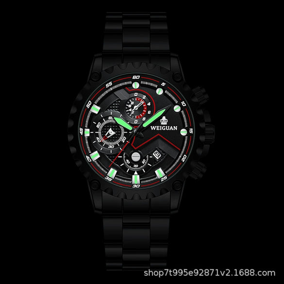 Men's Fully Automatic Mechanical Watch Stainless Steel Strap Round Dial Waterproof Luminous Calendar