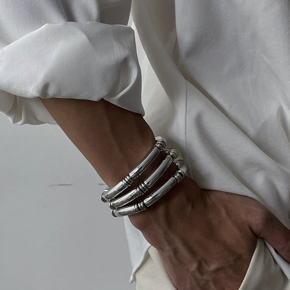 Men's Geometric Beaded Curved Bracelet Ccb Material