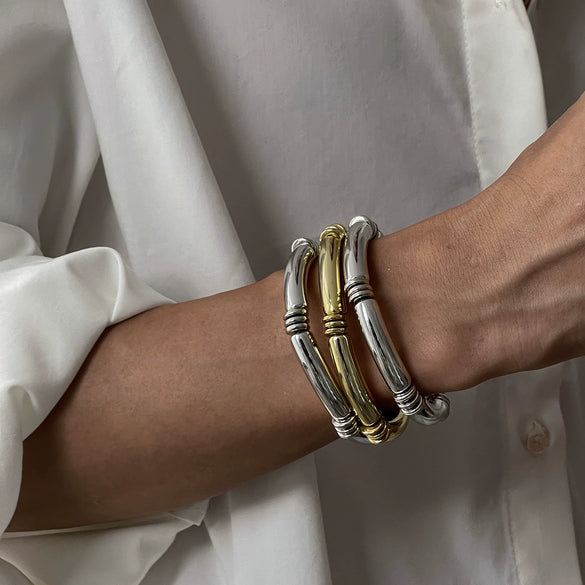 Men's Geometric Beaded Curved Bracelet Ccb Material