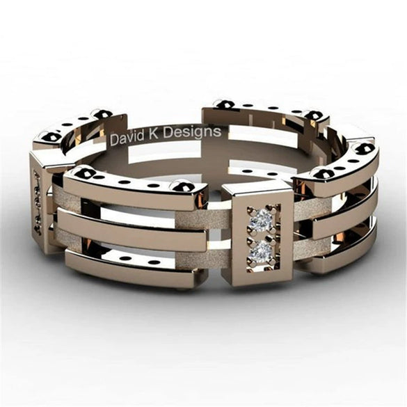 Men's Geometric Punk Style Copper Ring With Electroplated Metal Finish Light Luxury Fashion Jewelry