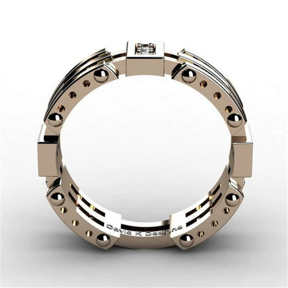 Men's Geometric Punk Style Copper Ring With Electroplated Metal Finish Light Luxury Fashion Jewelry