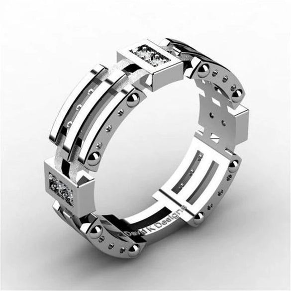 Men's Geometric Punk Style Copper Ring With Electroplated Metal Finish Light Luxury Fashion Jewelry