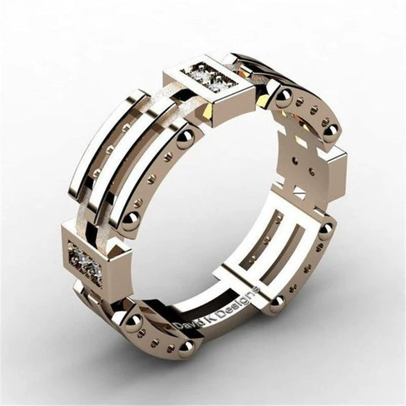 Men's Geometric Punk Style Copper Ring With Electroplated Metal Finish Light Luxury Fashion Jewelry