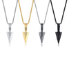 Men's Geometric Spearhead Pendant Necklace In Stainless Steel With Ochain Hiphop Style