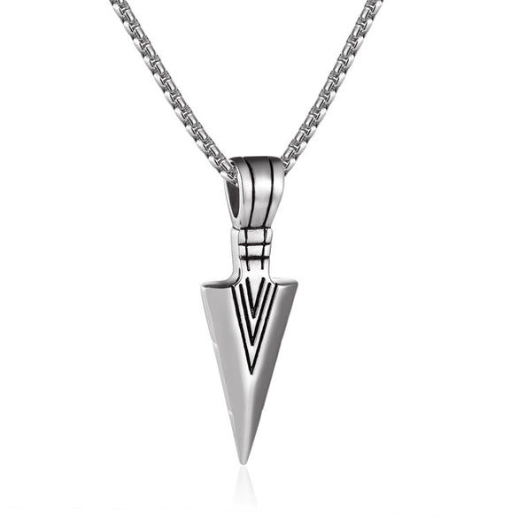 Men's Geometric Spearhead Pendant Necklace In Titanium Steel With Baked Paint Finish Wholesale Jewelry