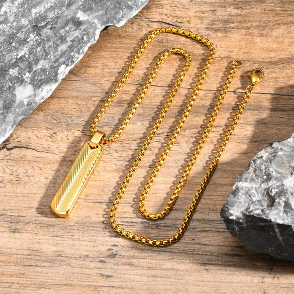 Men's Geometric Square Flower Pendant Necklace Stainless Steel Electroplated