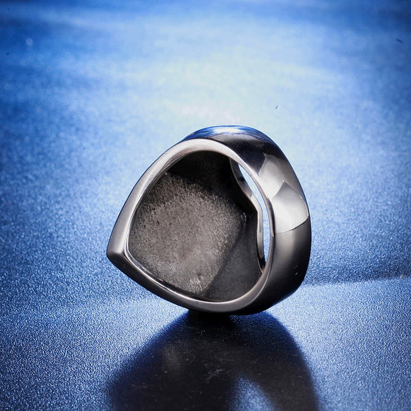 Men's Geometric Stainless Steel Ring Handmade Retro Fashion Statement Band For Unisex Jewelry