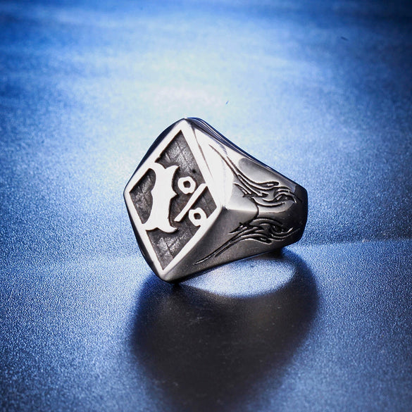Men's Geometric Stainless Steel Ring Handmade Retro Fashion Statement Band For Unisex Jewelry