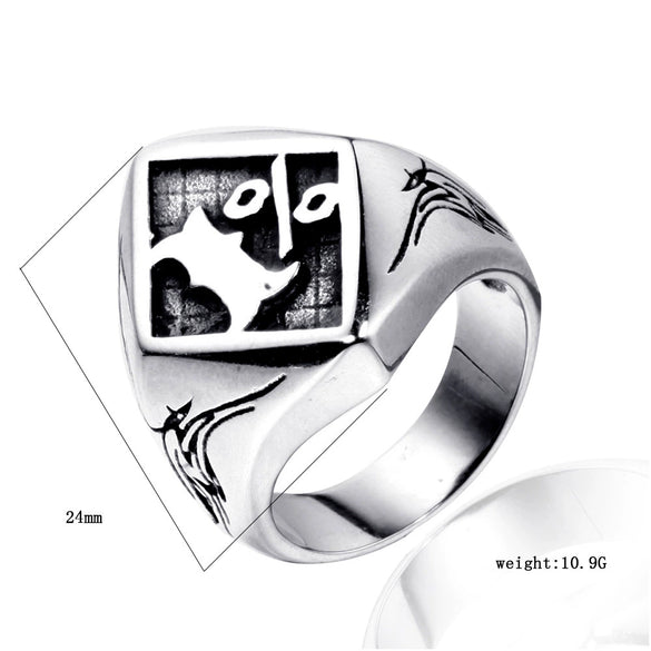 Men's Geometric Stainless Steel Ring Handmade Retro Fashion Statement Band For Unisex Jewelry