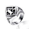 Men's Geometric Stainless Steel Ring Handmade Retro Fashion Statement Band For Unisex Jewelry