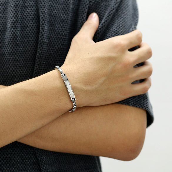Men's Geometric Titanium Steel Bracelet With Electroplated Finish Fashion Street Style Jewelry Accessory