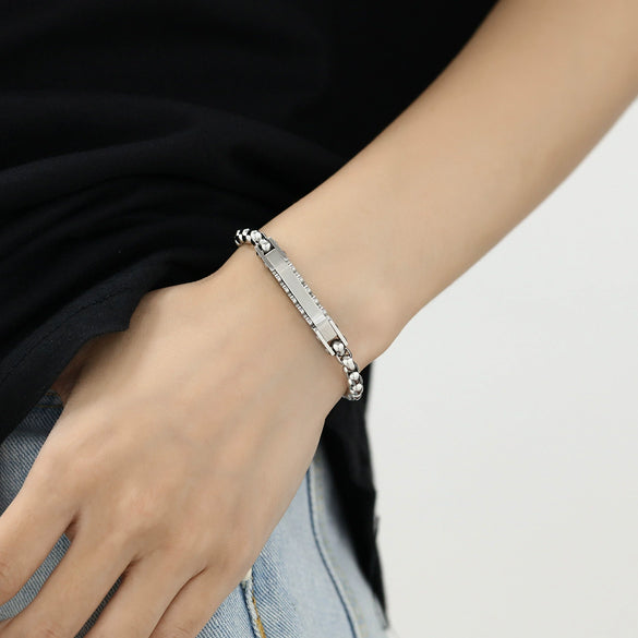 Men's Geometric Titanium Steel Bracelet With Electroplated Finish Fashion Street Style Jewelry Accessory