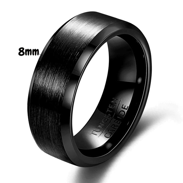 Men's Geometric Tungsten Steel Ring With Frosted Finish And Beveled Edge Electroplated Fashion Jewelry