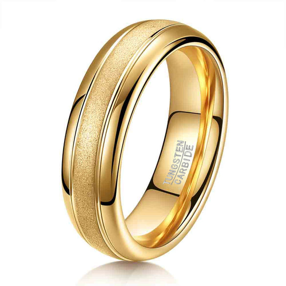 Men's Geometric Tungsten Steel Ring With Matte Vacuum Plated Finish Simple Couple Band Wholesale