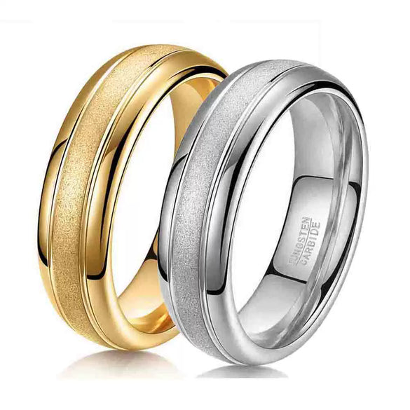 Men's Geometric Tungsten Steel Ring With Matte Vacuum Plated Finish Simple Couple Band Wholesale