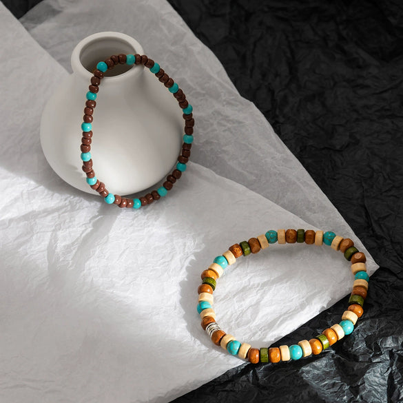 Men's Geometric Wooden Bead Handmade Bracelet