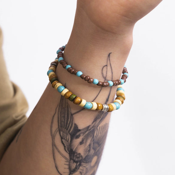 Men's Geometric Wooden Bead Handmade Bracelet