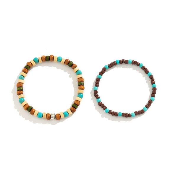 Men's Geometric Wooden Bead Handmade Bracelet