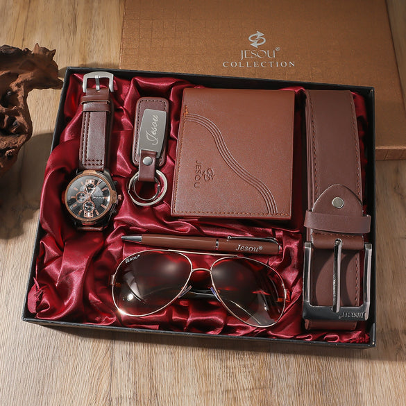 Men's Gift Set Watch Belt Wallet Pu Material Modern Simplicity Combination