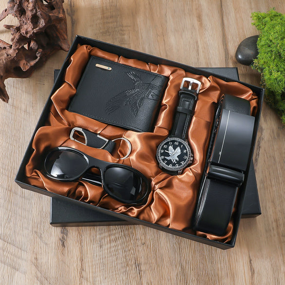 Men's Gift Set Watch Belt Wallet Pu Material Modern Simplicity Combination