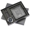 Men's Gift Set With Alloy Watch Pu Belt And Wallet Leisure Style Round Dial Pin Buckle Stainless Steel Clasp