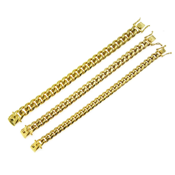 Men's Glossy Stainless Steel Cuban Bracelet With Geometric Pattern And Electroplating Treatment