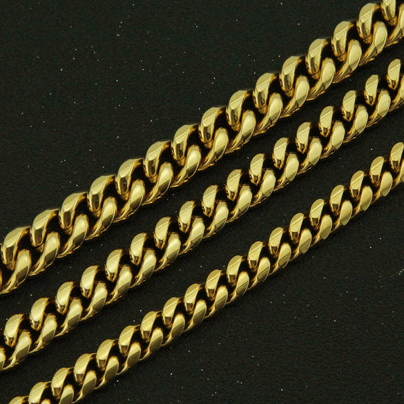 Men's Glossy Stainless Steel Cuban Bracelet With Geometric Pattern And Electroplating Treatment