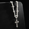 Men's Handmade Alloy Imitation Pearl Cross Geometric Hip Hop Necklace