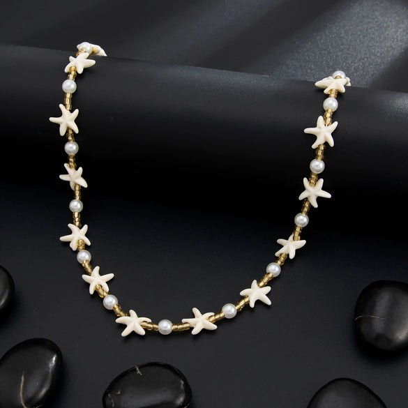 Men's Handmade Geometric Imitation Pearl Starfish Necklace Jewelry