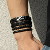 Men's Handmade Geometric Multi Layer Leather Beads Bracelet