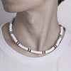 Men's Handmade Geometric Wood And Soft Pottery Alloy Pendant O Chain Necklace