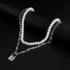 Men's Handmade Imitation Pearl And Alloy Geometric Style Lock Pendant Necklace