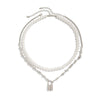 Men's Handmade Imitation Pearl And Alloy Geometric Style Lock Pendant Necklace