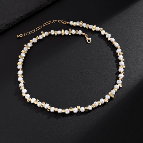 Men's Handmade Imitation Pearl Geometric Clavicle Chain Necklace