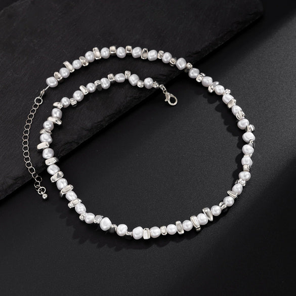 Men's Handmade Imitation Pearl Geometric Clavicle Chain Necklace