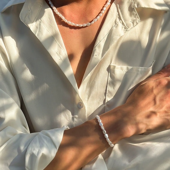Men's Handmade Imitation Pearl Irregular Bracelet