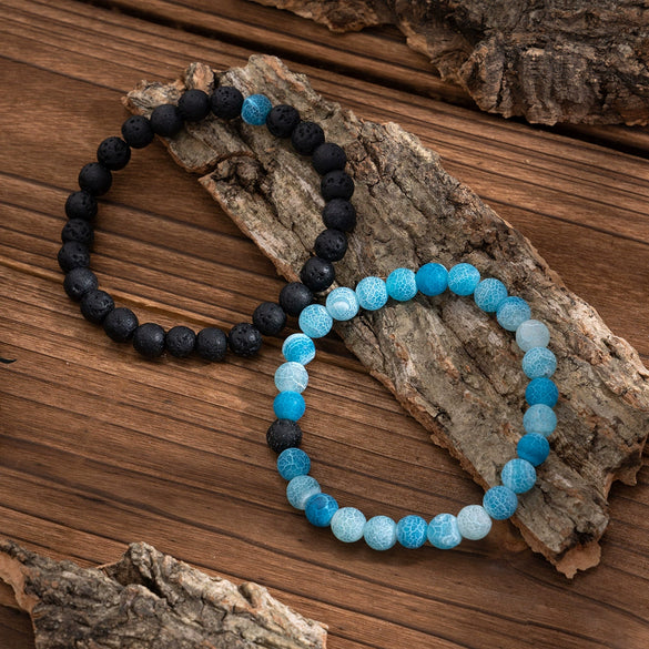 Men's Handmade Lava Volcanic Stone Hiphop Bracelet