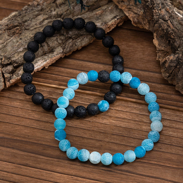 Men's Handmade Lava Volcanic Stone Hiphop Bracelet