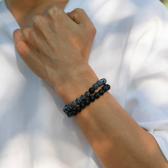 Men's Handmade Lava Volcanic Stone Hiphop Bracelet